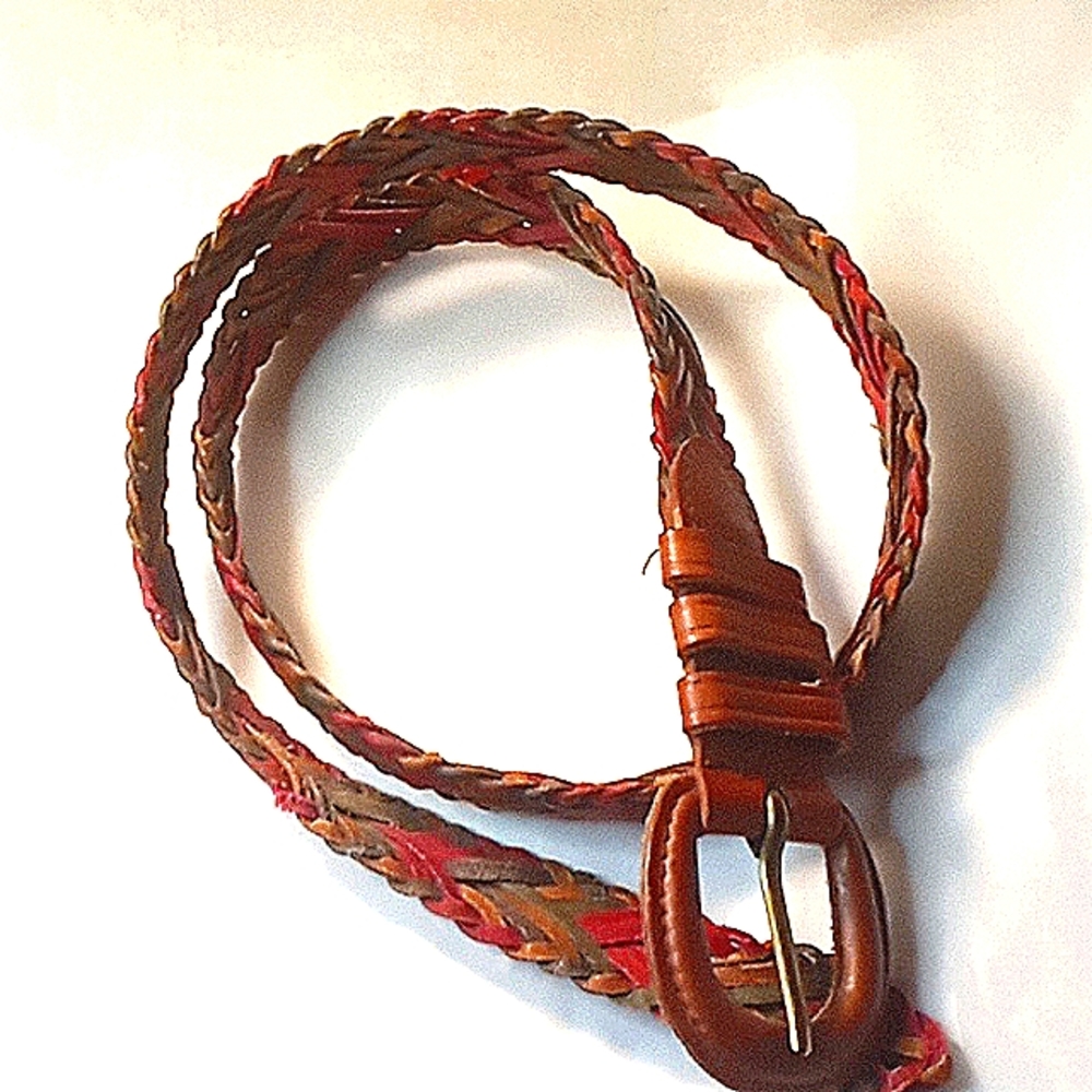 VTG braided leather multi color belt Women's Size Large